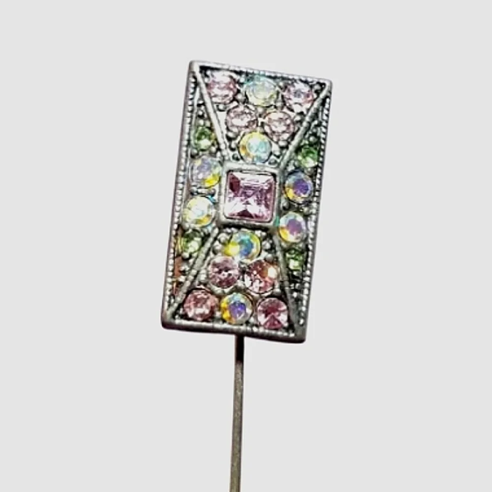 Rhinestone Stick Pin Vintage Multicolor Lapel Pin
